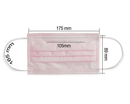 AMD Ritmed® Distech™ Masques de style à plis avec attaches auriculaire (50) Rose