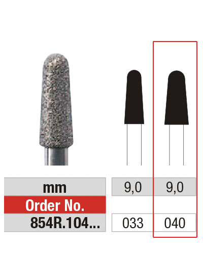 [2E854R040] EDENTA® Fraise conique arrondie en diamant - grain moyen