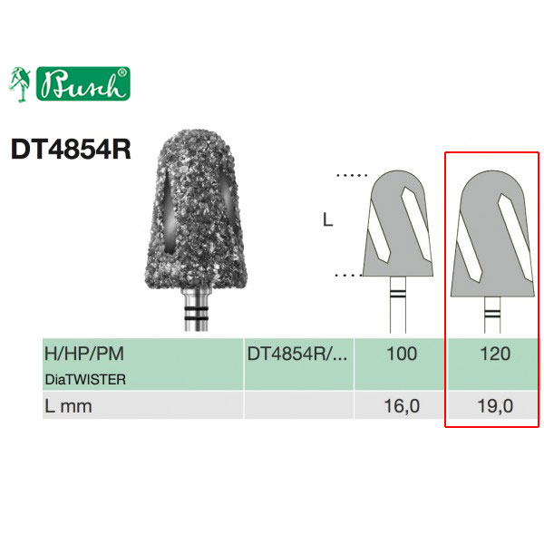 [2DT4854R120] BUSCH® Fraise en diamant - Grain mega gros (DiaTWISTER)