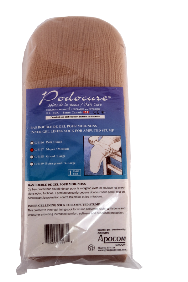 PODOCURE® Bas doublé de gel pour moignon ou jambe amputée - Moyen