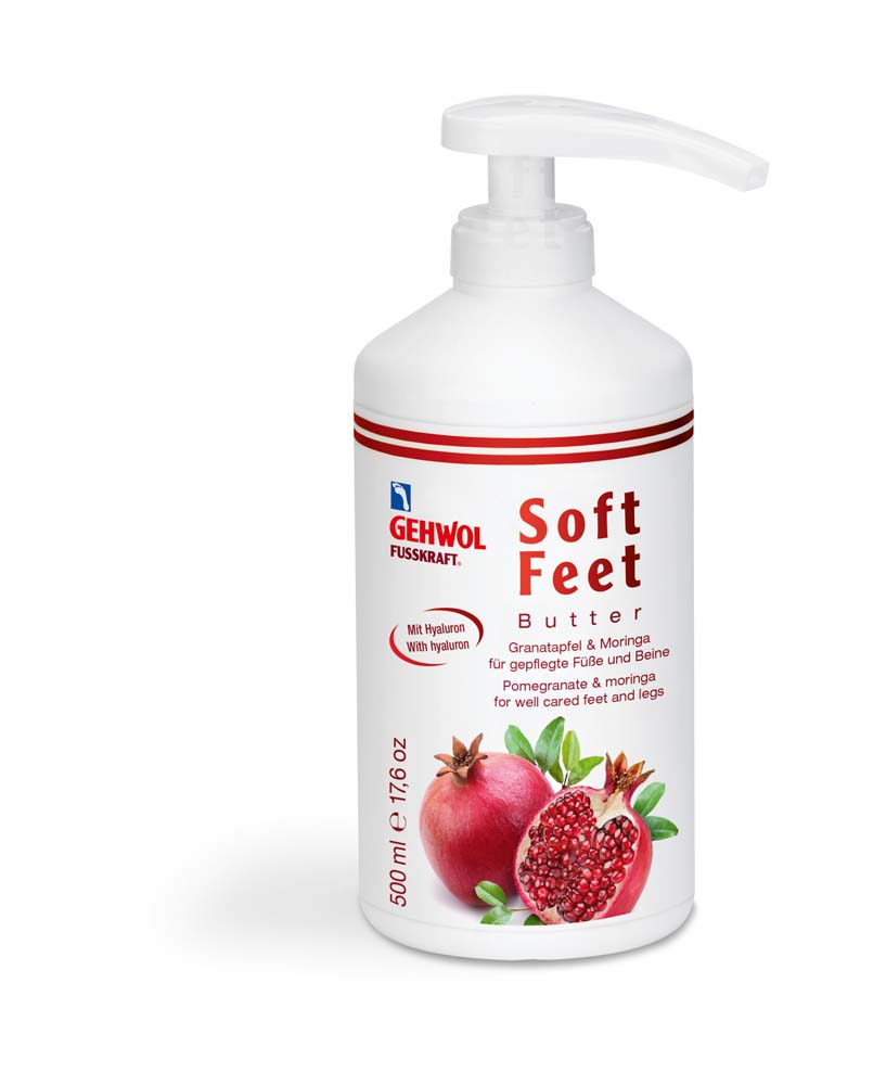 [GE151291100] GEHWOL® FUSSKRAFT® Soft Feet Beurre pour pieds et jambes Pomme grenade & Moringa 500 ml