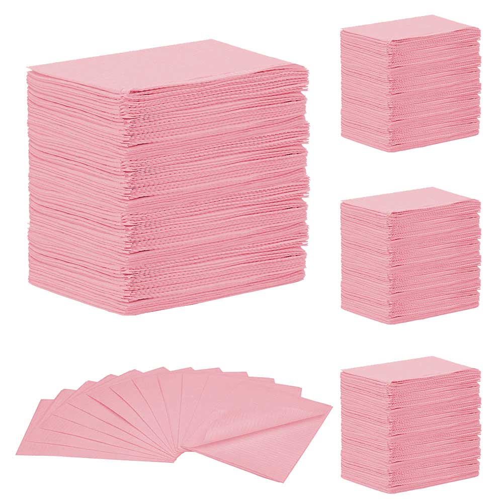 MEDICOM® SafeBasics™ Dry-Back® Bavettes (3 plis) 2 plis de papier & 1 pli de polyéthylène (500) Vieux Rose