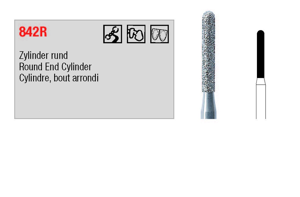 [2E842R018] EDENTA® Fraise cylindrique en diamant - Grain Moyen