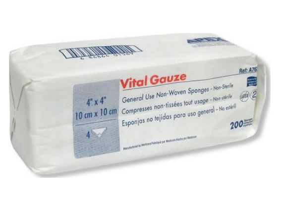 VitalGauze ® Compresses non-tissées non-stériles - 4 épaisseurs - 4"x 4" (200) 