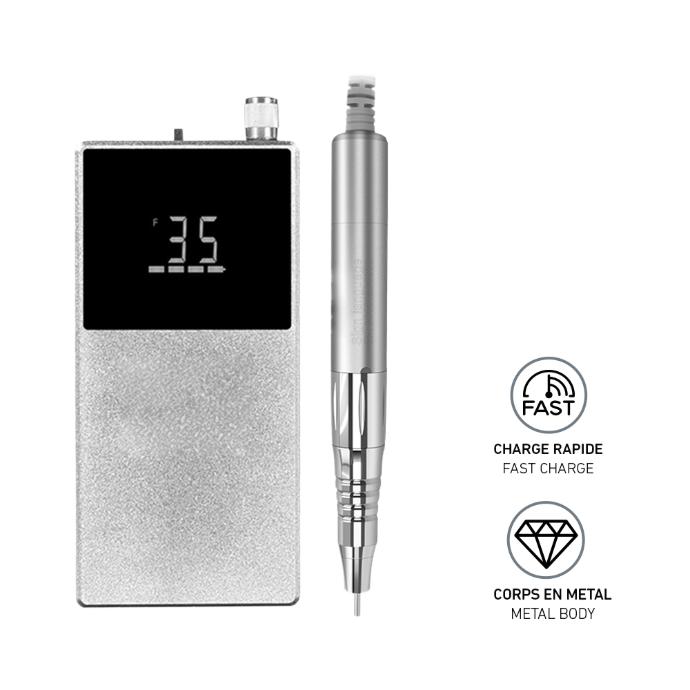 PODOCURE PRO-MAX + - Fraiseuse portative sans fil rechargeable 35K - Fil de pièce à main droit 48''