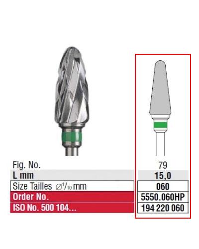 [2E5550060] EDENTA® Conical shaped carbur bur - coarse cross cut (green tag)