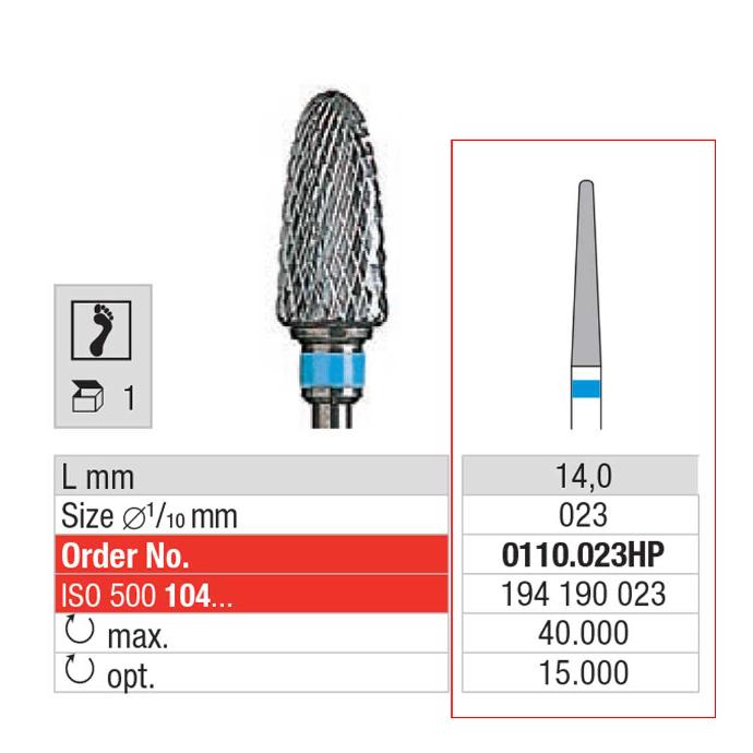 EDENTA® Fraise aiguille en carbure de tungstène - denture croisée grossière (bague bleue)