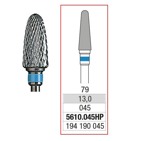 [2E5610045] EDENTA® Conical bur w/ regular helical cut (blue tag) - Carbonate