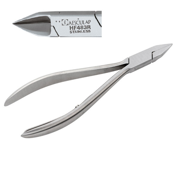 [1HF483R] AESCULAP® Pince à  ongles à simple ressort - mors droit et pointu - 13 cm