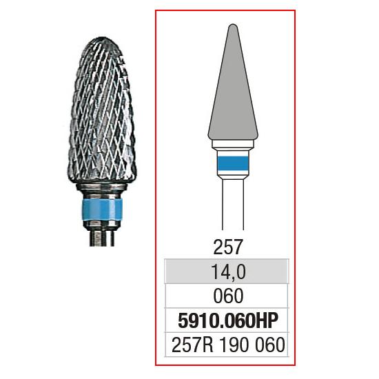 *EDENTA® Fraise conique pointue en carbure de tungstène - denture croisée régulière (bague bleue)