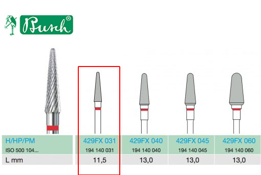 [2429FX031] *BUSCH® Fraise en carbure de tungstène - Denture croisée fine