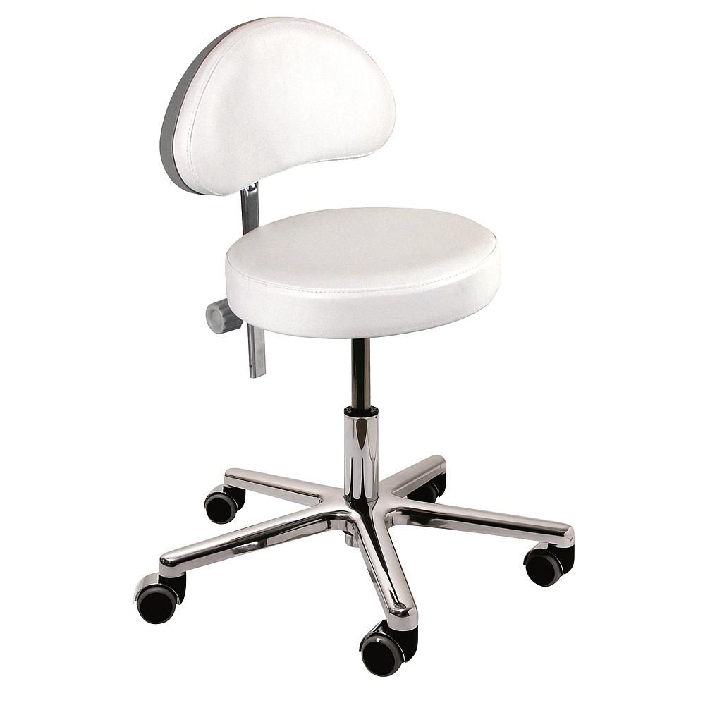 [250155.100] **BENTLON® tabouret rond Silver Plus avec support dorsal - Blanc