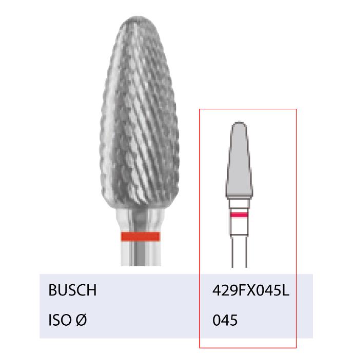 [2429FX045L] *BUSCH® Fraise en carbure de tungstène - Denture croisée fine - Pour gauchers (L-TYP)