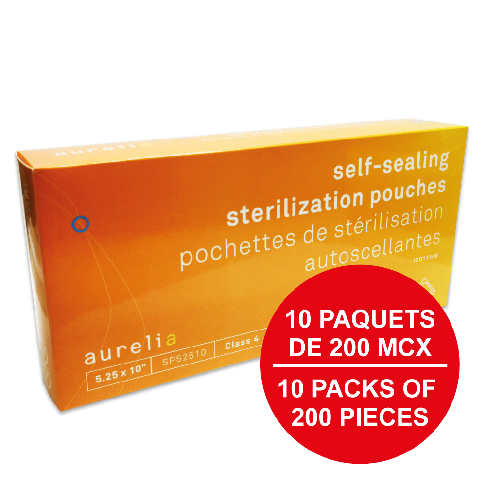 [5SP52510-10] AURELIA® Self-Sealing Sterilization Pouches - 5¼'' x 10'' (200) Blue - (Case of 10 pk.)